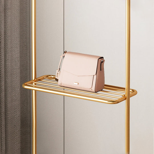 幅50] 棚付き 大理石 ハンガーラック ホワイト 白 ゴールド アイアン