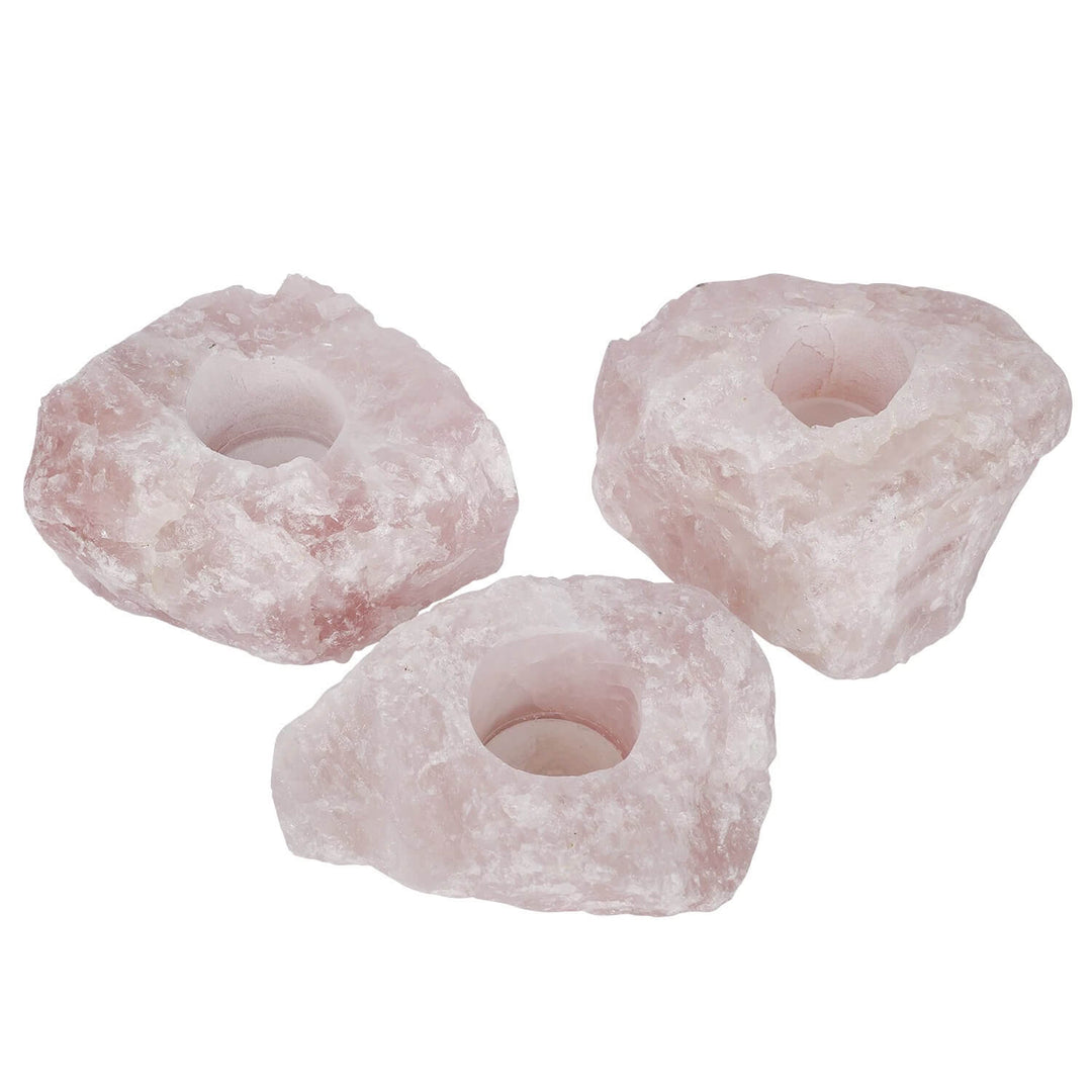 天然ローズクォーツキャンドルホルダー【SHEILANI】 ローズクォーツ